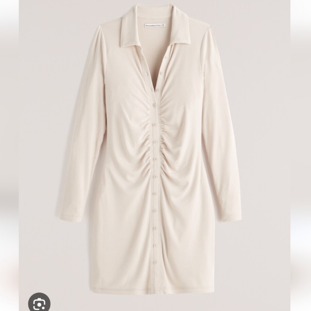 NWOT Abercrombie & Fitch Ruched Knit Shirt Dress